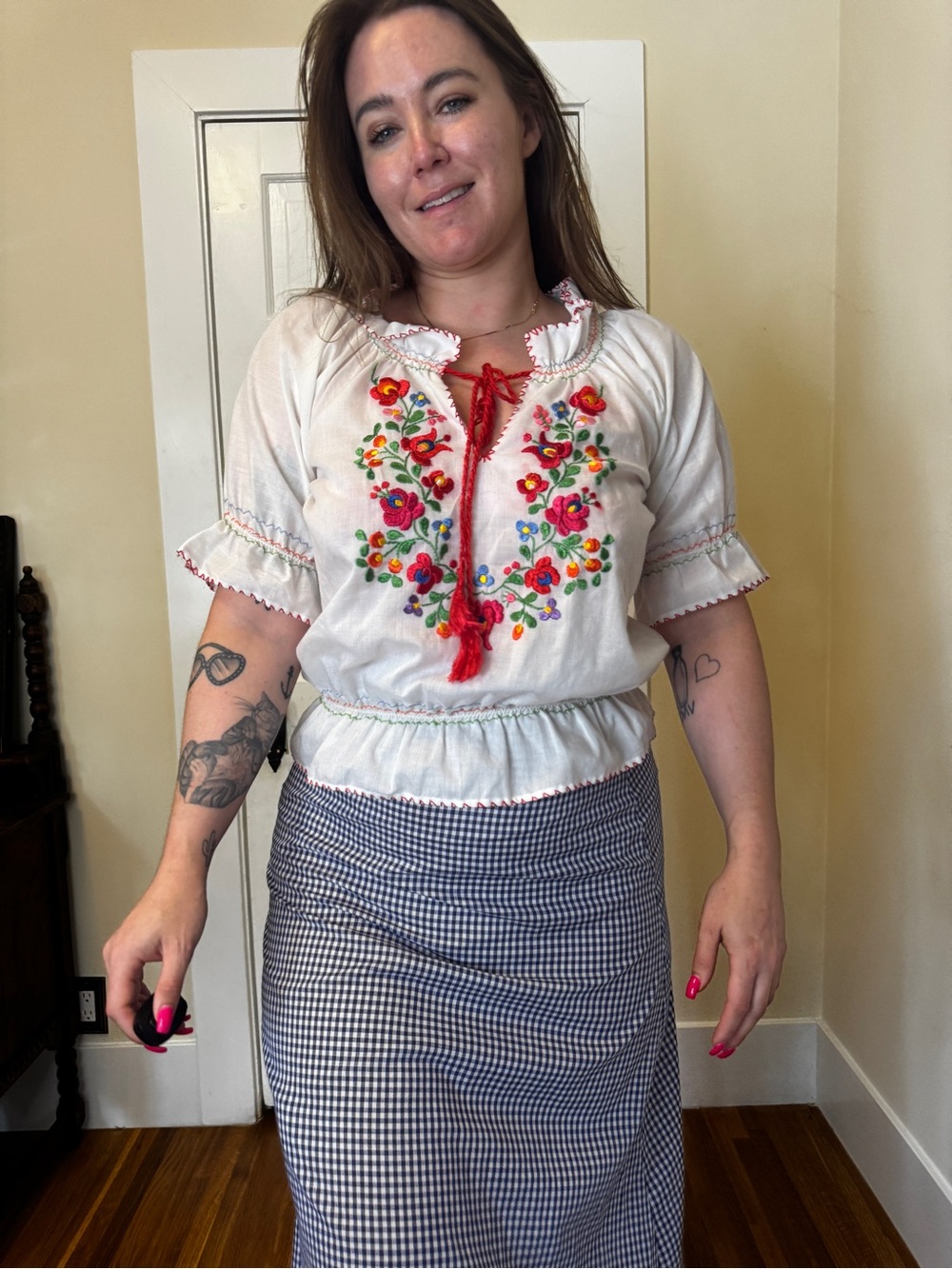 70s Vintage Hungarian Blouse Sz M-L